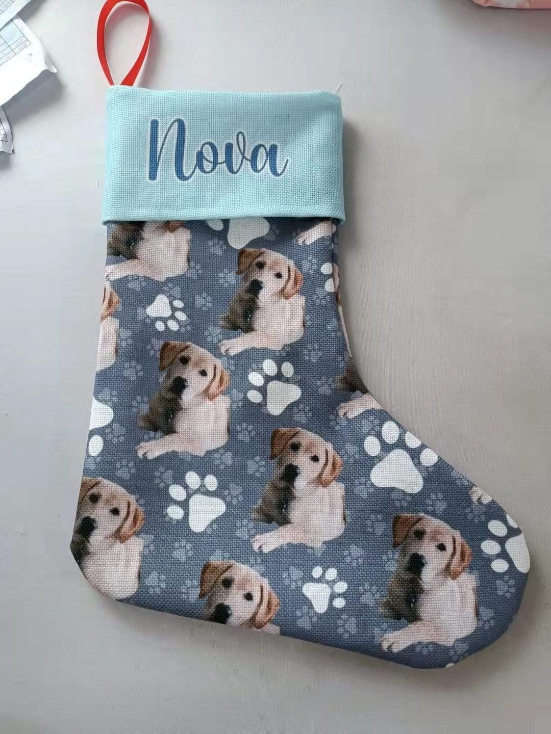 Custom Photo Cartoon Dog Christmas Stocking TA29 - Image 2