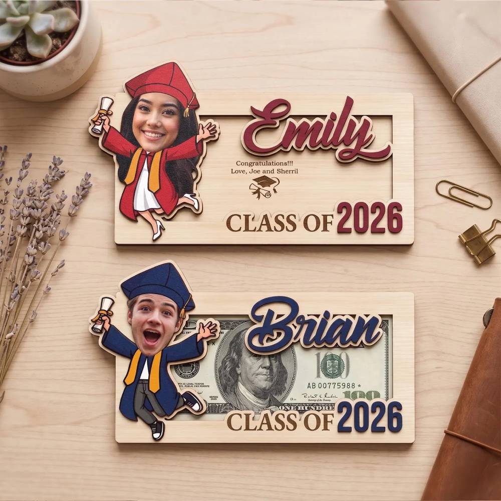 Custom Photo Class Of 2026 Graduation Wood Money Holder, Senior Grad Keepsake HO82 902478 - Image 6