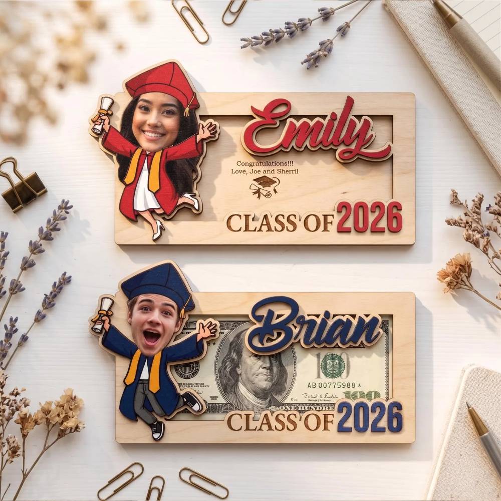 Custom Photo Class Of 2026 Graduation Wood Money Holder, Senior Grad Keepsake HO82 902478 - Image 7