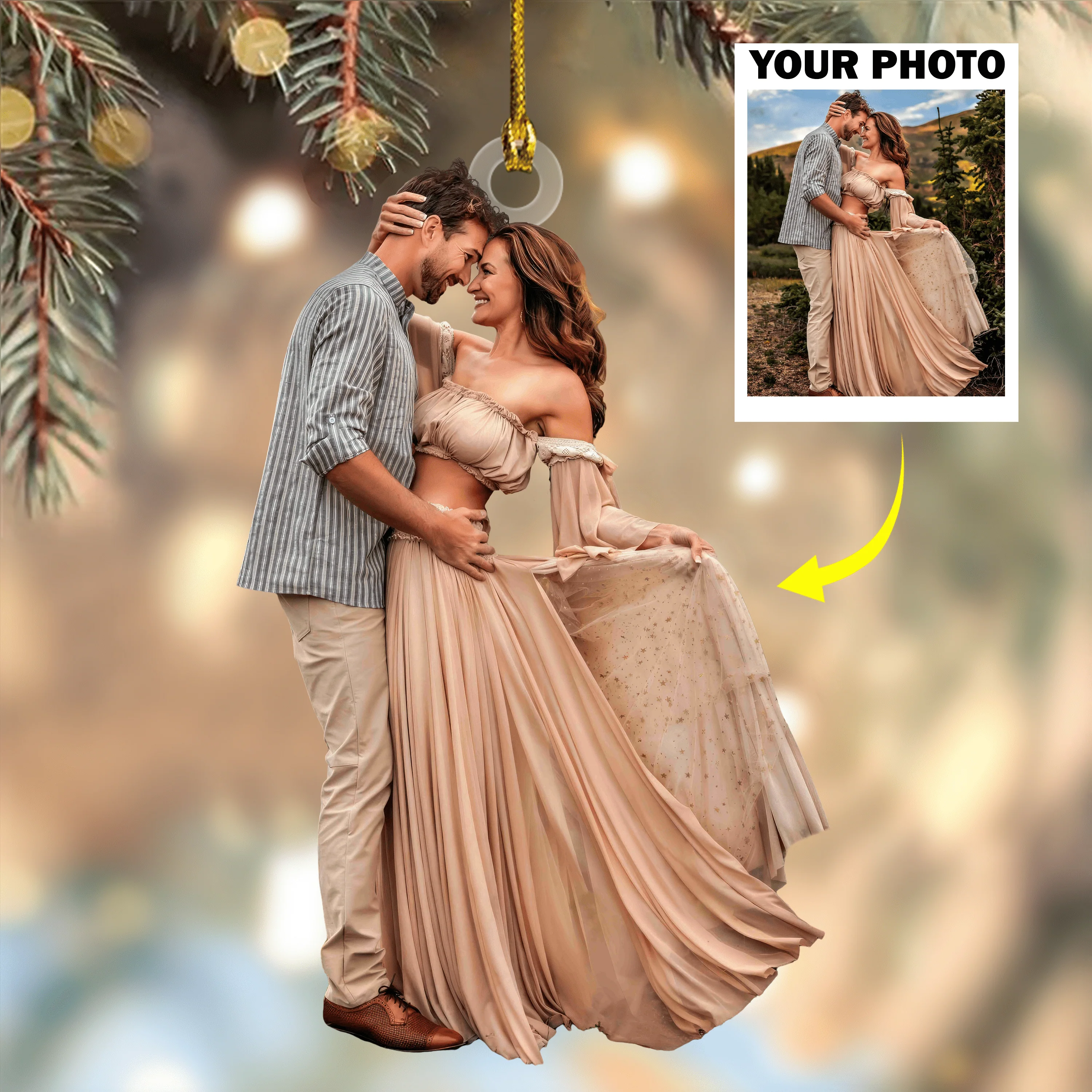 Custom Photo For Couple Acrylic Ornament Christmas DM01 891411