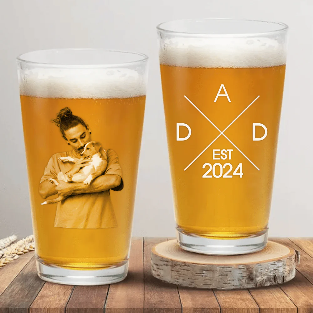 Custom Photo DAD EST Father's Day Print Beer Glass DM01 890973
