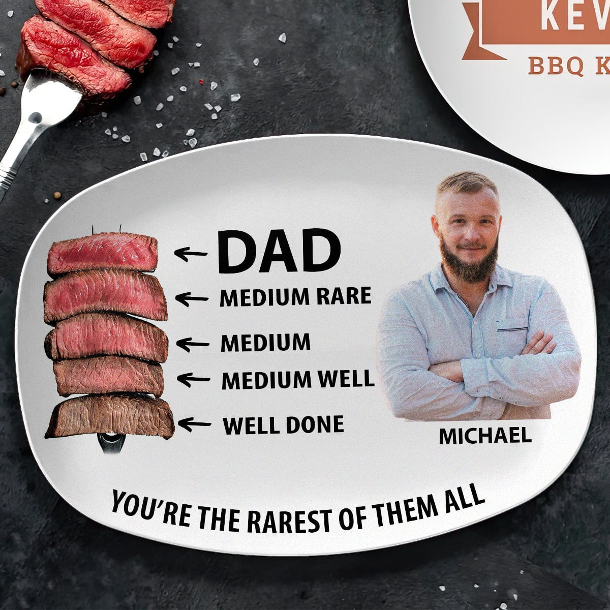Custom Photo Dad Steak Doneness Chart Father's Day Platter DM01 891075