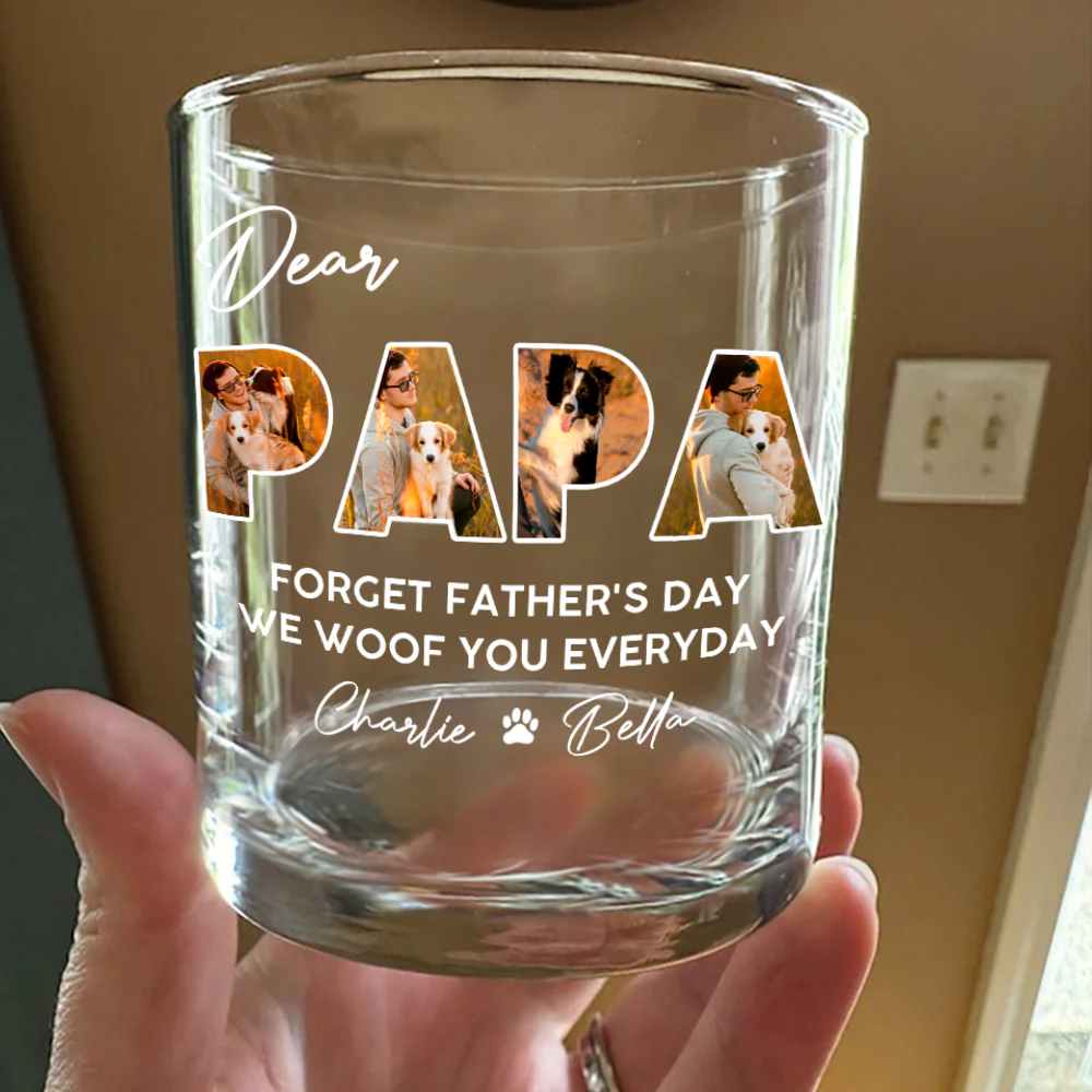 Custom Photo Dear Dad We Woof You Whiskey Glass CH07 895862 - Image 5