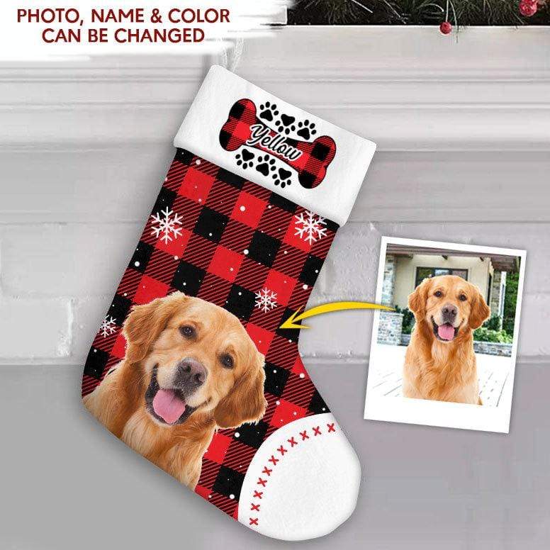 Custom Photo Dog Bone Christmas Dog Stocking TA29 - Image 2