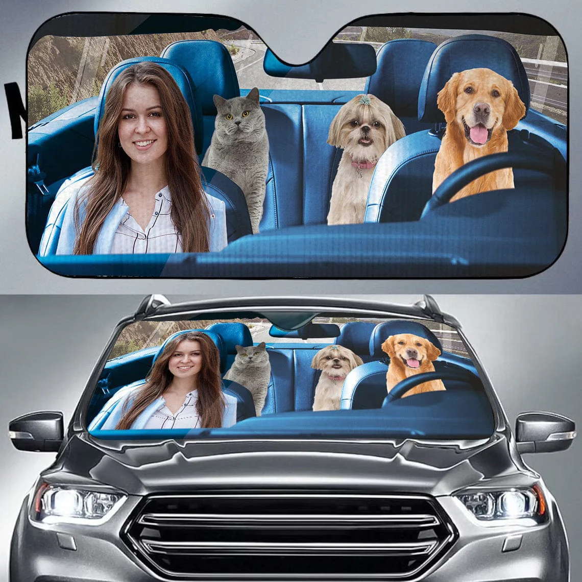 Custom Photo Dog Cat Car Sunshade N369 894282 - Image 5