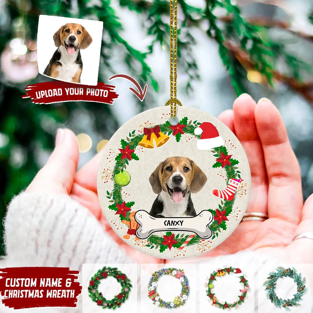 Custom Photo Dog Cat Christmas Ceramic Ornament TA29 888627 - Image 2
