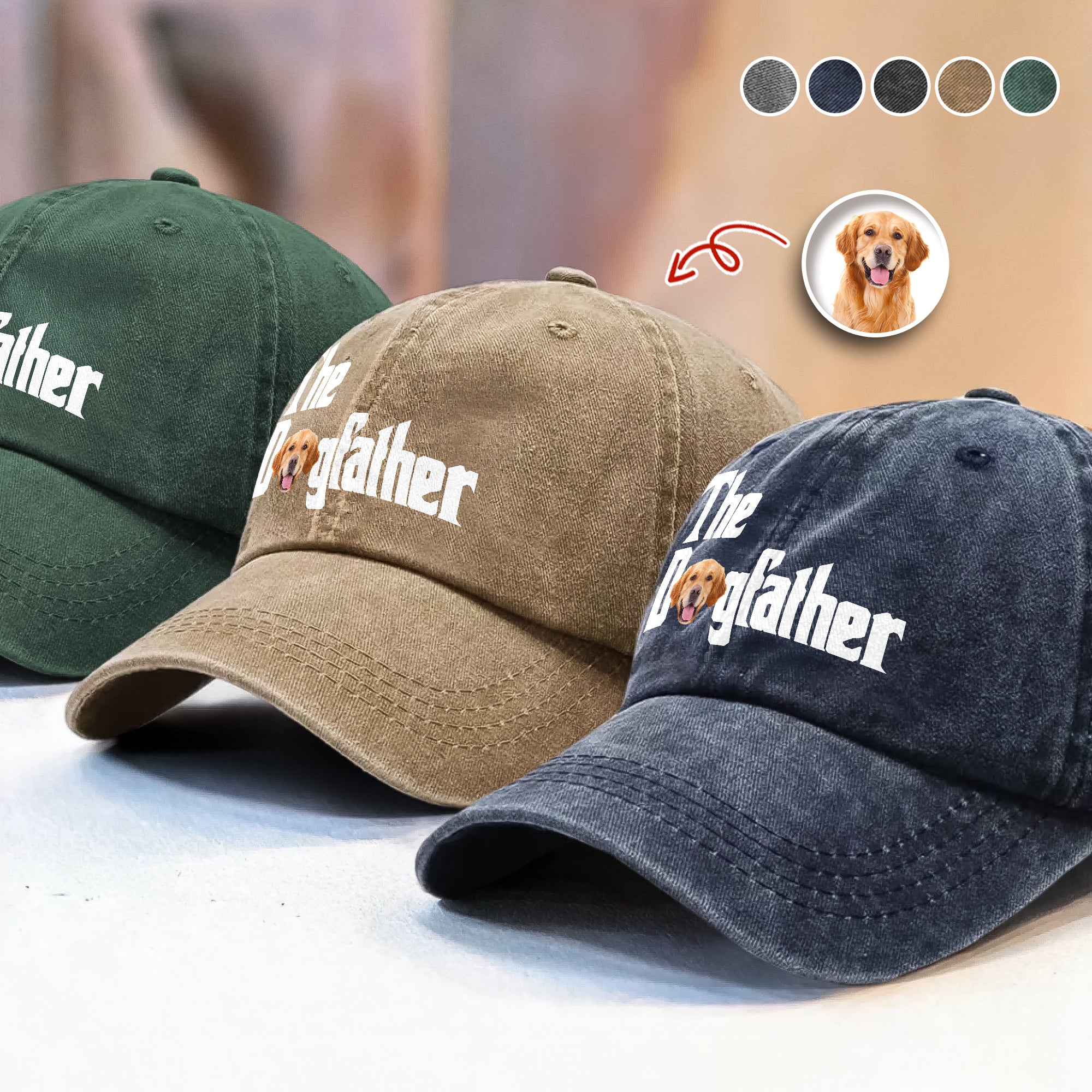 Custom Photo Dog Dad Dog Mother Washed Denim Baseball Cap Gift for Dog Lovers TH10 894281 - Image 14