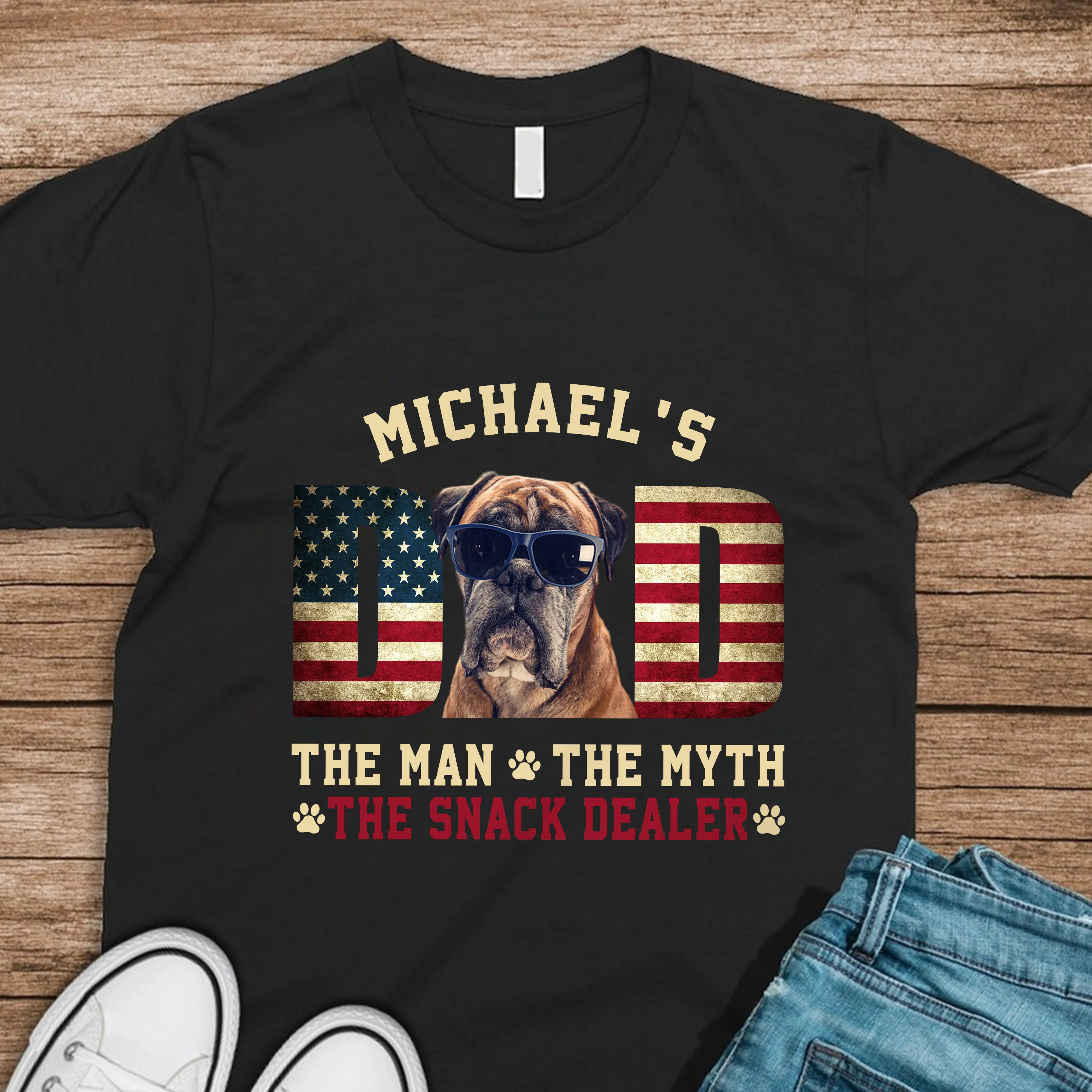 Custom Photo Dog - Dog's Dad The Man The Myth The Dealer American Flag Dad Shirt HA75 892946 - Image 4
