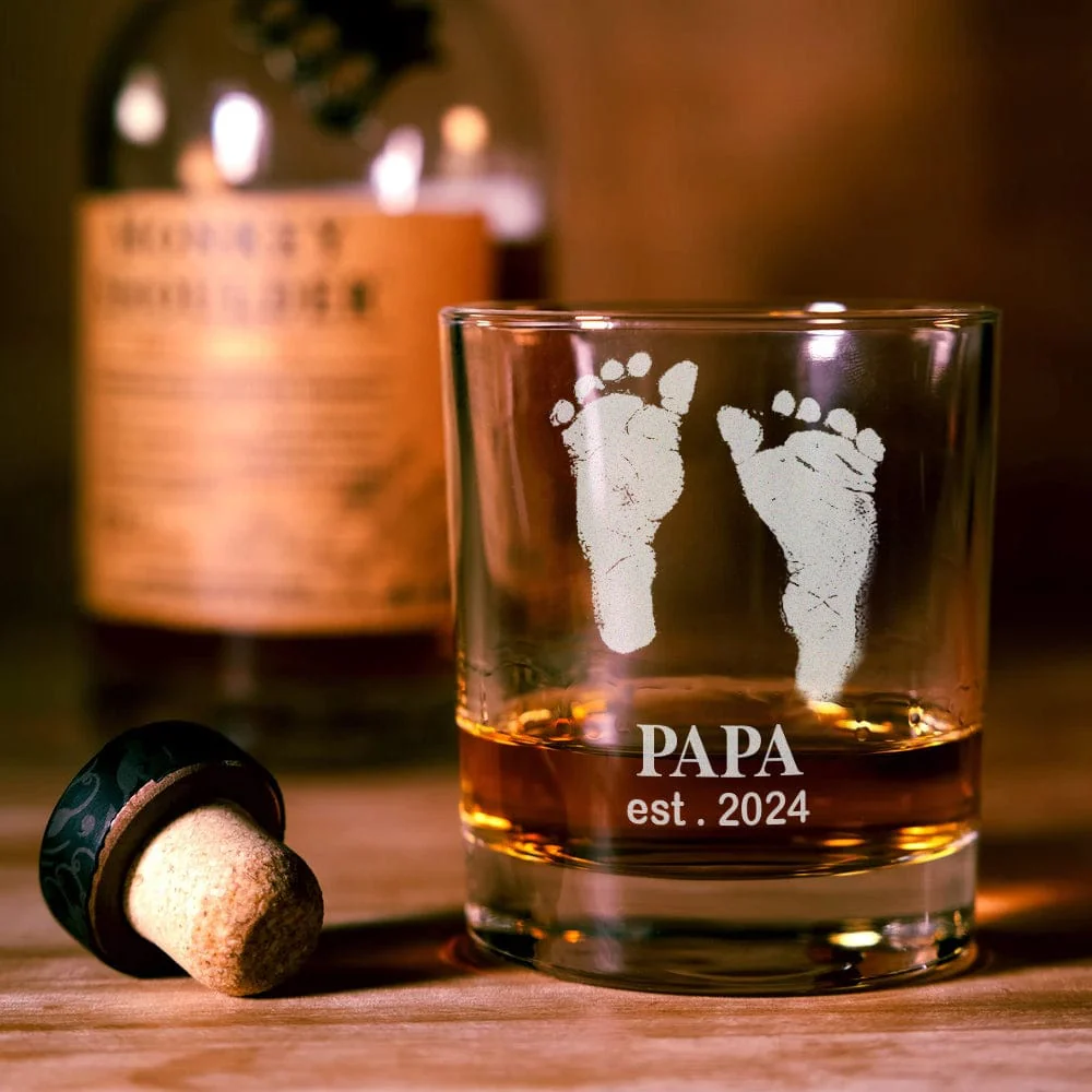 Custom Photo Engraved Baby Footprints Dad Engraved Rock Glass DM01 HA75 891001 - Image 6