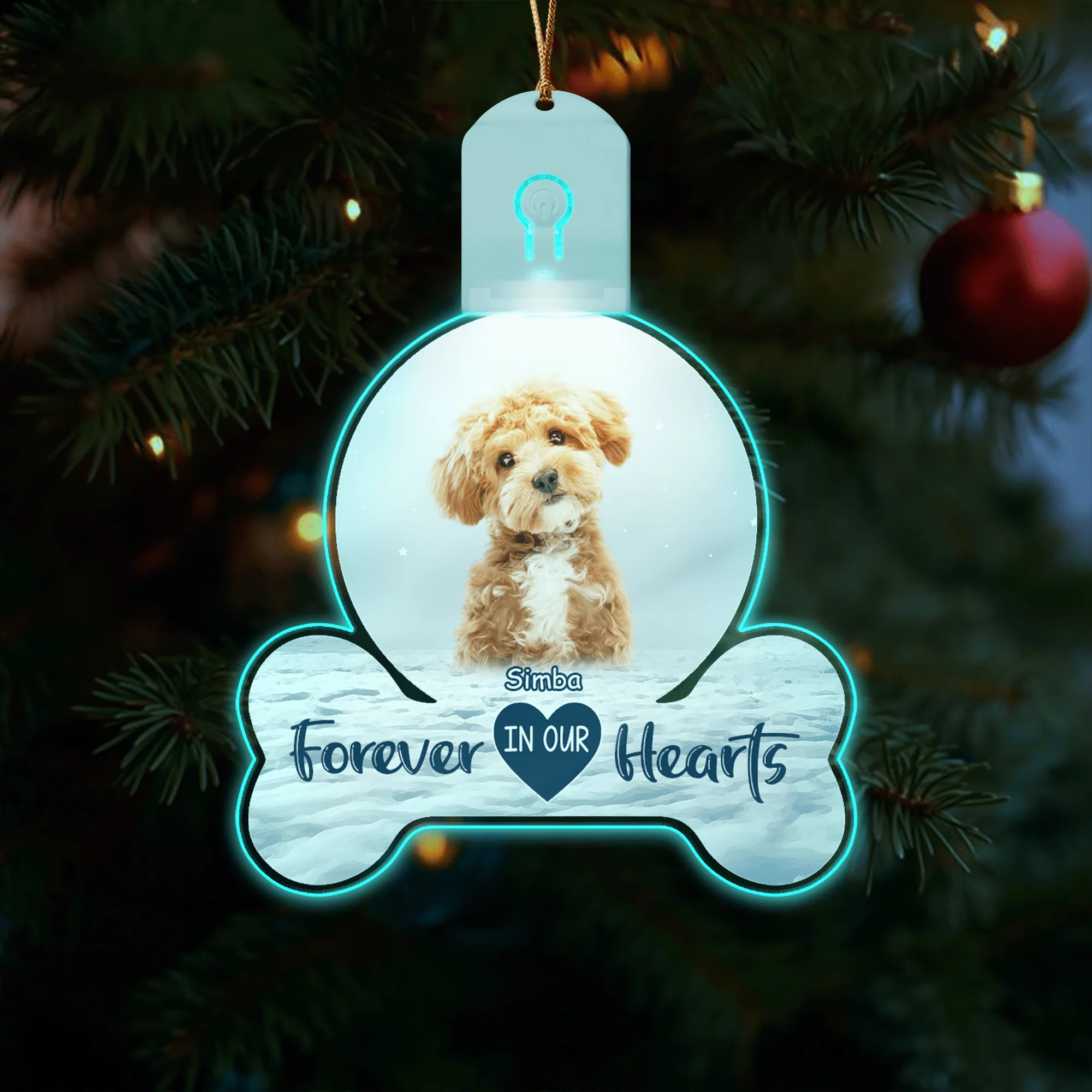 Custom Photo Forever In My Heart Memorial Dog Led Acrylic Ornament HA75 891724 - Image 2