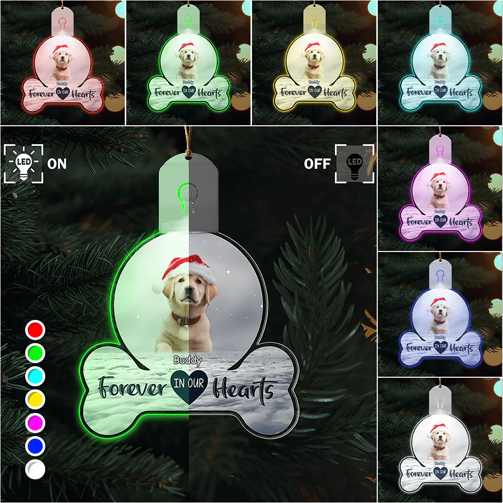 Custom Photo Forever In My Heart Memorial Dog Led Acrylic Ornament HA75 891724 - Image 3