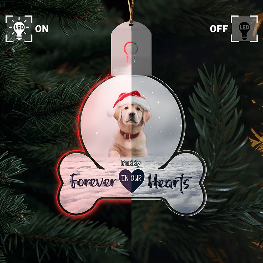 Custom Photo Forever In My Heart Memorial Dog Led Acrylic Ornament HA75 891724 - Image 6