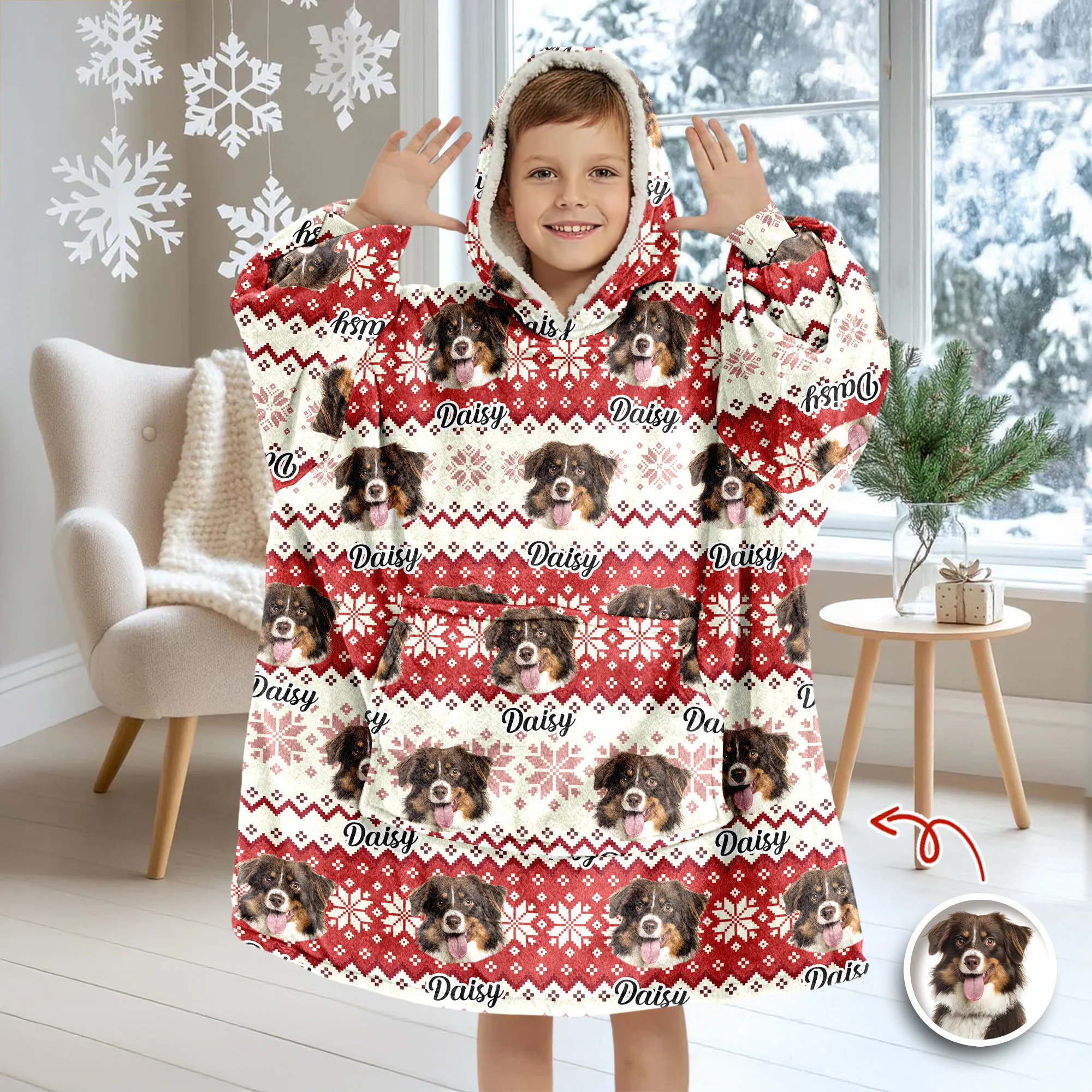 Custom Photo Have A Pawsome Christmas - Dog & Cat Hoodie Blanket HA75 898294 - Image 3