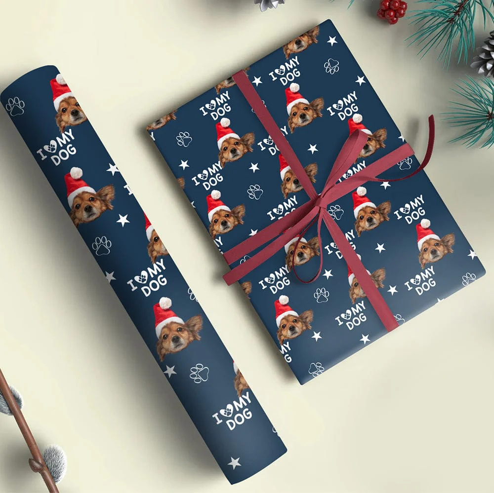 Custom Photo I Love My Dog And Cat For Pet Lover Wrapping Paper TH10 892201