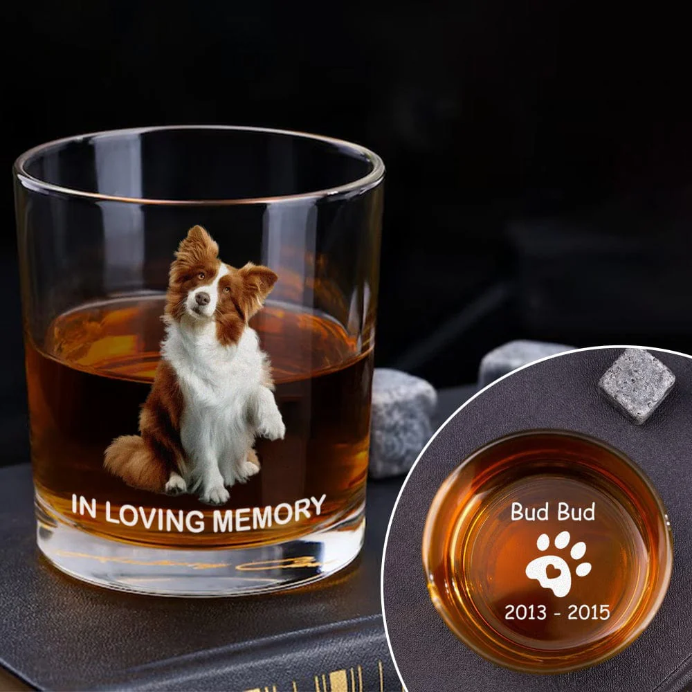 Custom Photo In Loving Memory Memorial Dog Cat Print Rock Glass DM01 891129 - Image 2