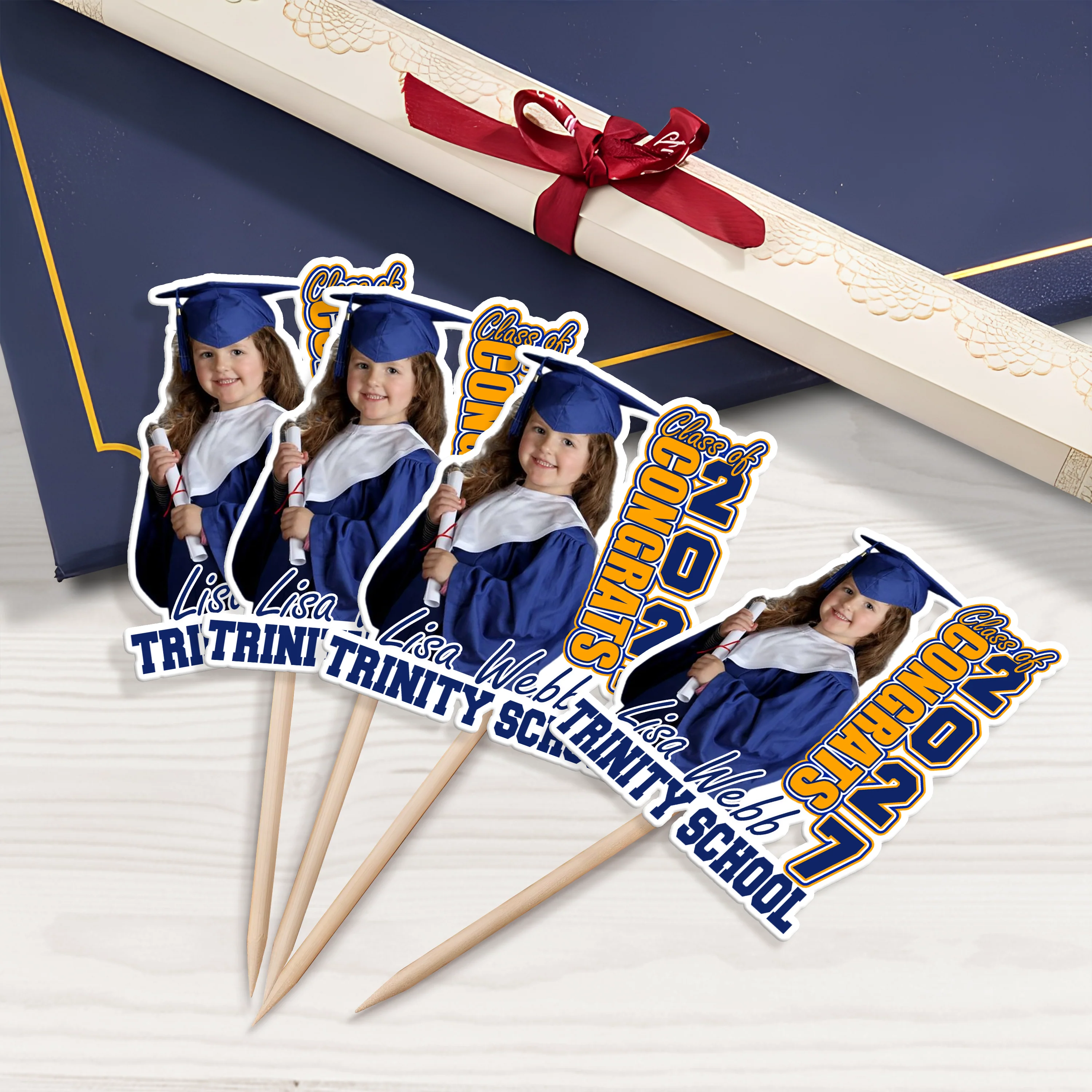 Custom Photo Kindergarten Class of 2026 Graduation Decoration Cupcake Toppers CH07 895544 - Image 4