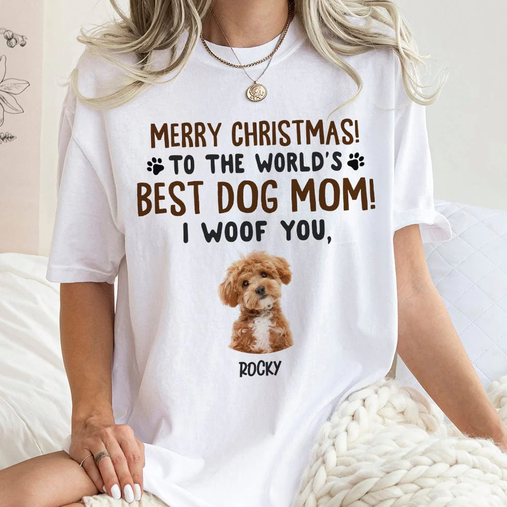 Custom Photo Merry Christmas To The World Best Dog Dad, Best Dog Mom Shirt HA75 891758 - Image 2