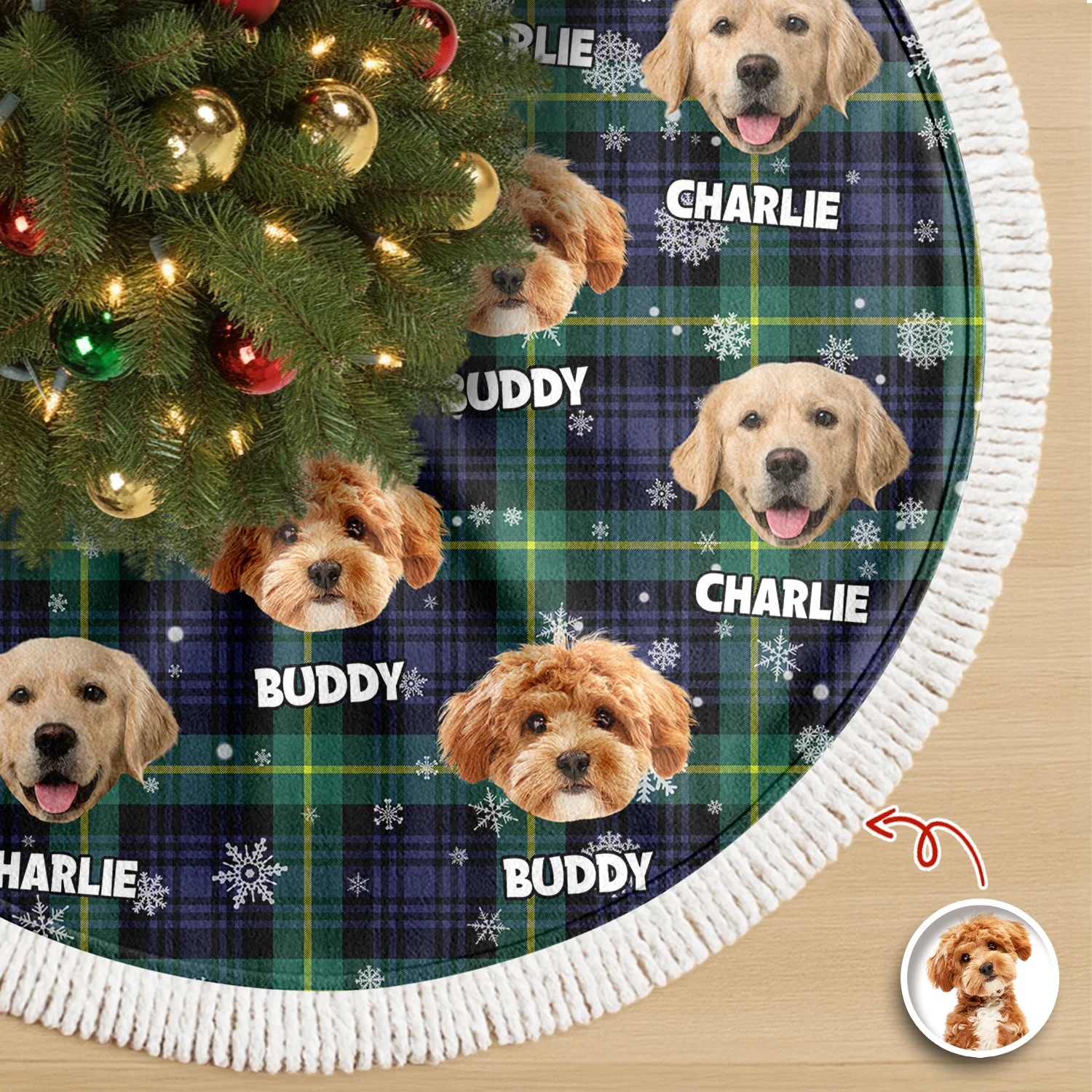 Custom Photo Name Dog Cat Christmas Style Tree Skirt Christmas Decor Gift CH07 899766 - Image 5
