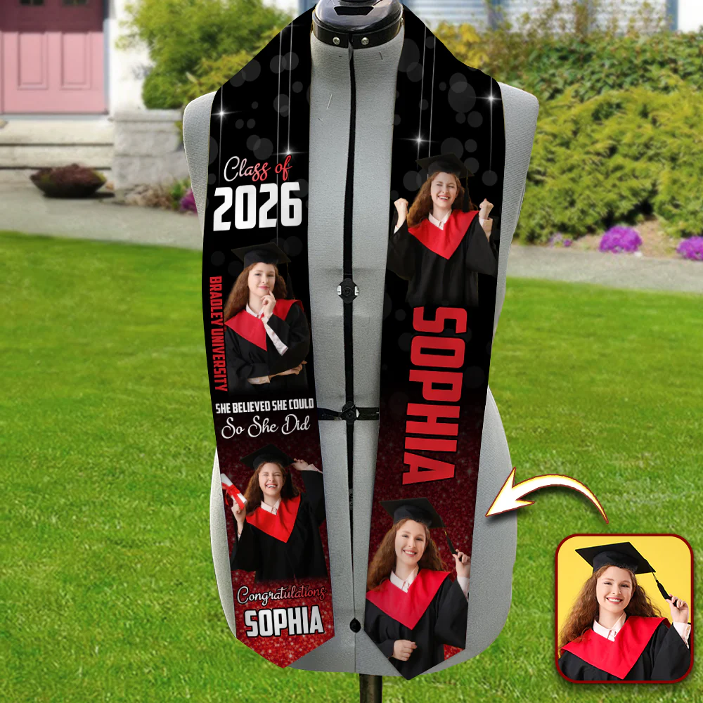 Custom Photo School Name Senior Class of 2026 Graduate Stole Graduation Gifts HO82 901642 - Image 2