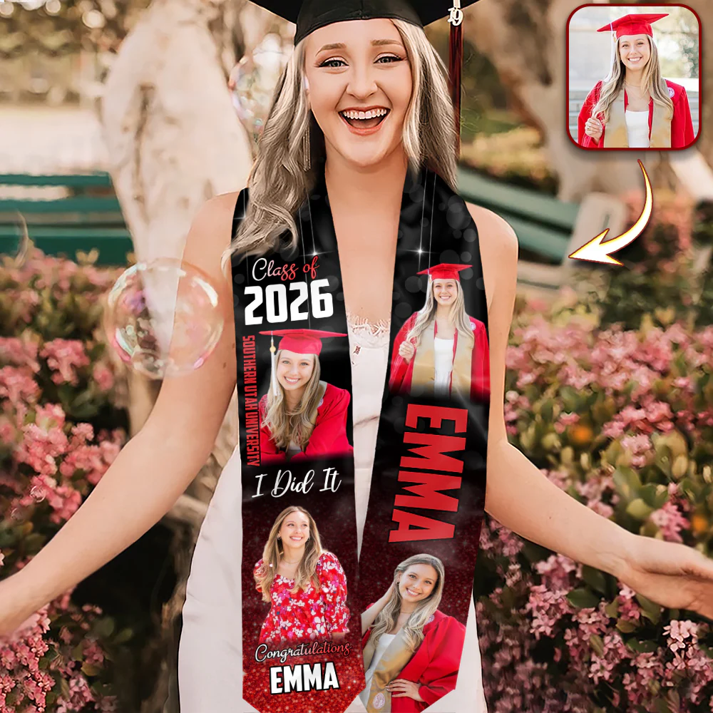 Custom Photo School Name Senior Class of 2026 Graduate Stole Graduation Gifts HO82 901642 - Image 3