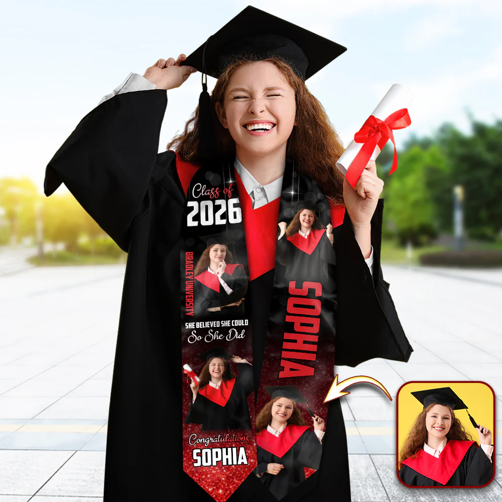 Custom Photo School Name Senior Class of 2026 Graduate Stole Graduation Gifts HO82 901642 - Image 4