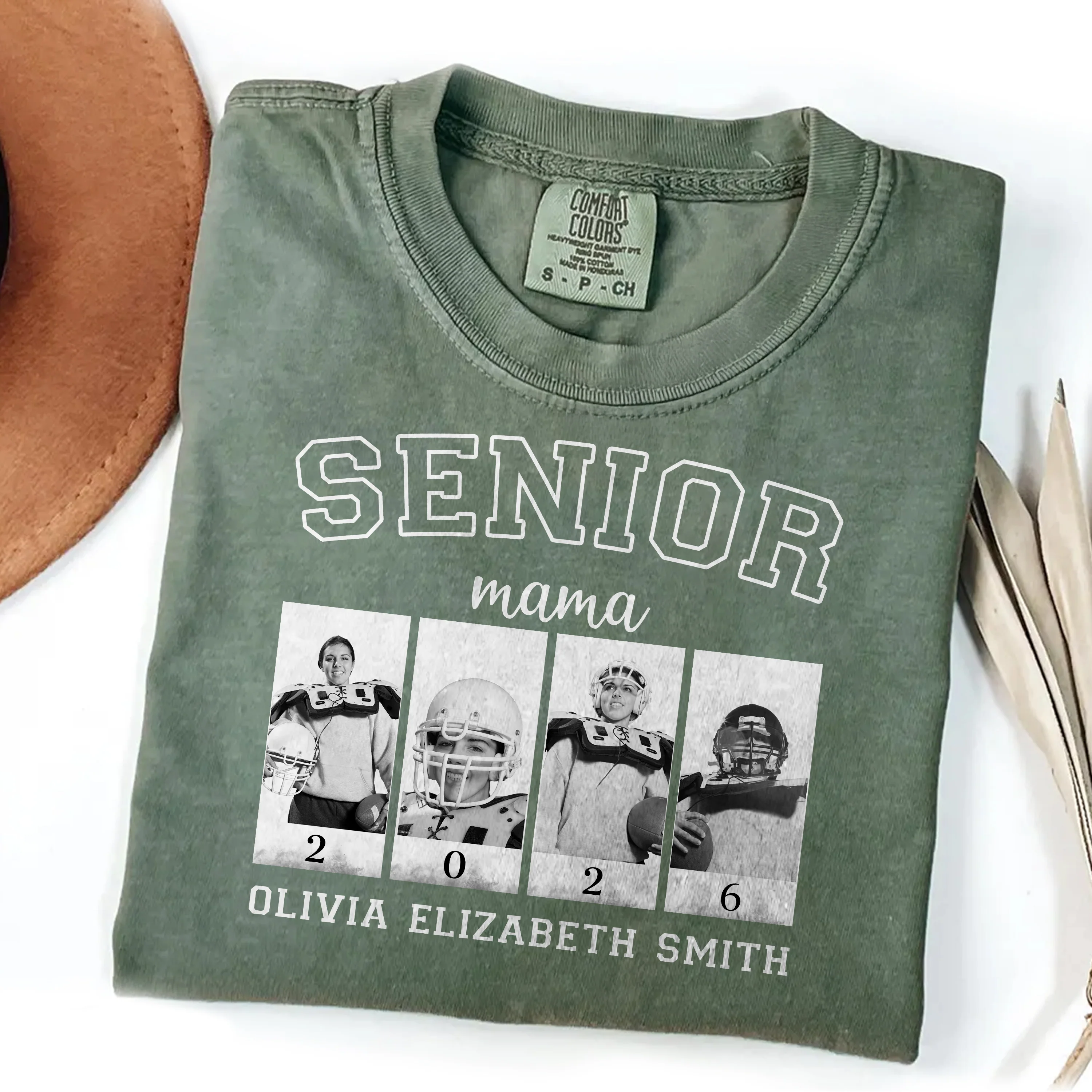 Custom Photo Senior Football Mama Comfort Color Shirt Gifts For Football Mom, Football Lover CH07 899444 - Image 3