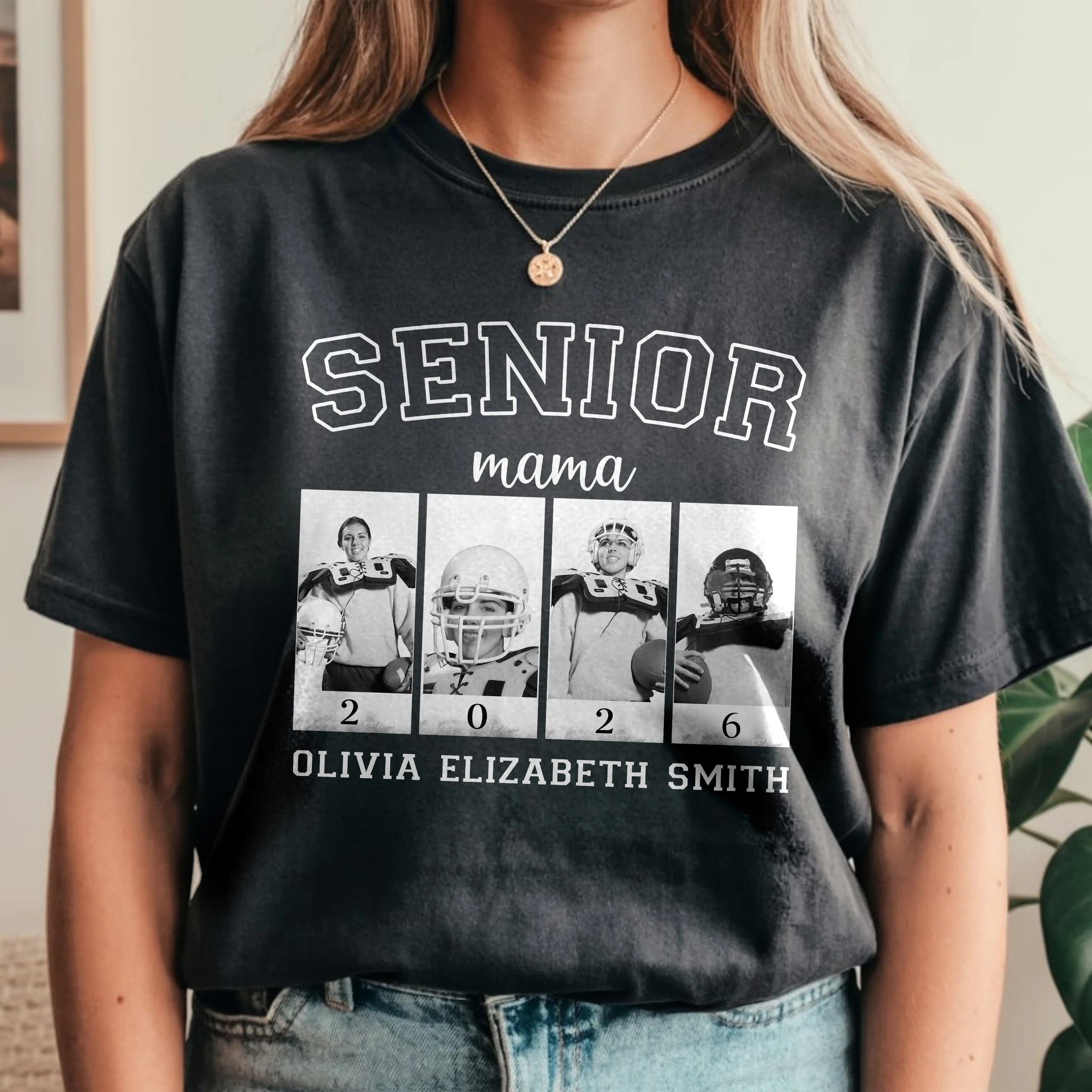 Custom Photo Senior Football Mama Comfort Color Shirt Gifts For Football Mom, Football Lover CH07 899444 - Image 4