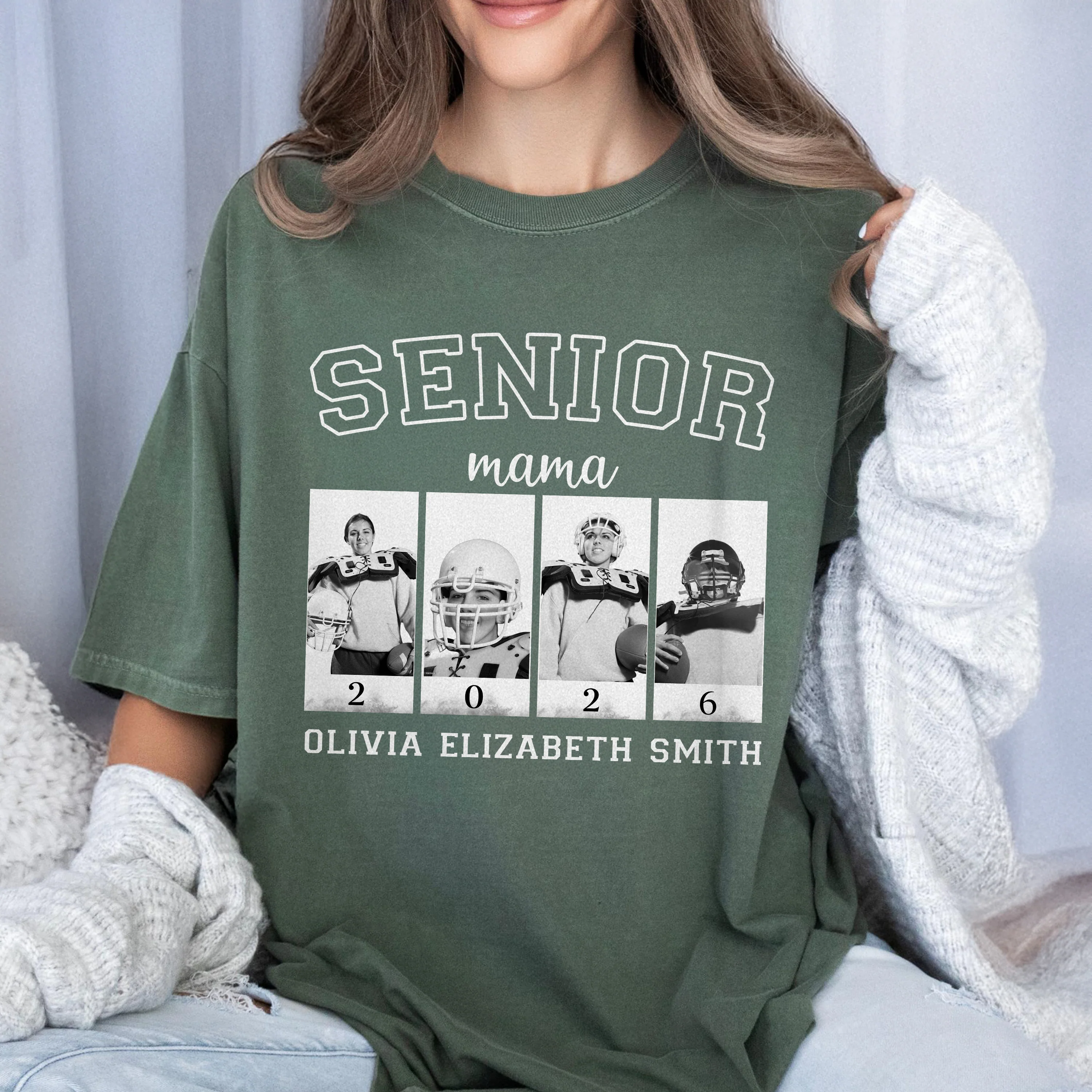Custom Photo Senior Football Mama Comfort Color Shirt Gifts For Football Mom, Football Lover CH07 899444 - Image 7