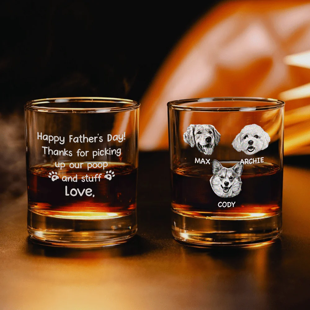 Custom Photo Thanks For Picking Up My Poop Dog Engraved Rock Glass DM01 HA75 890975