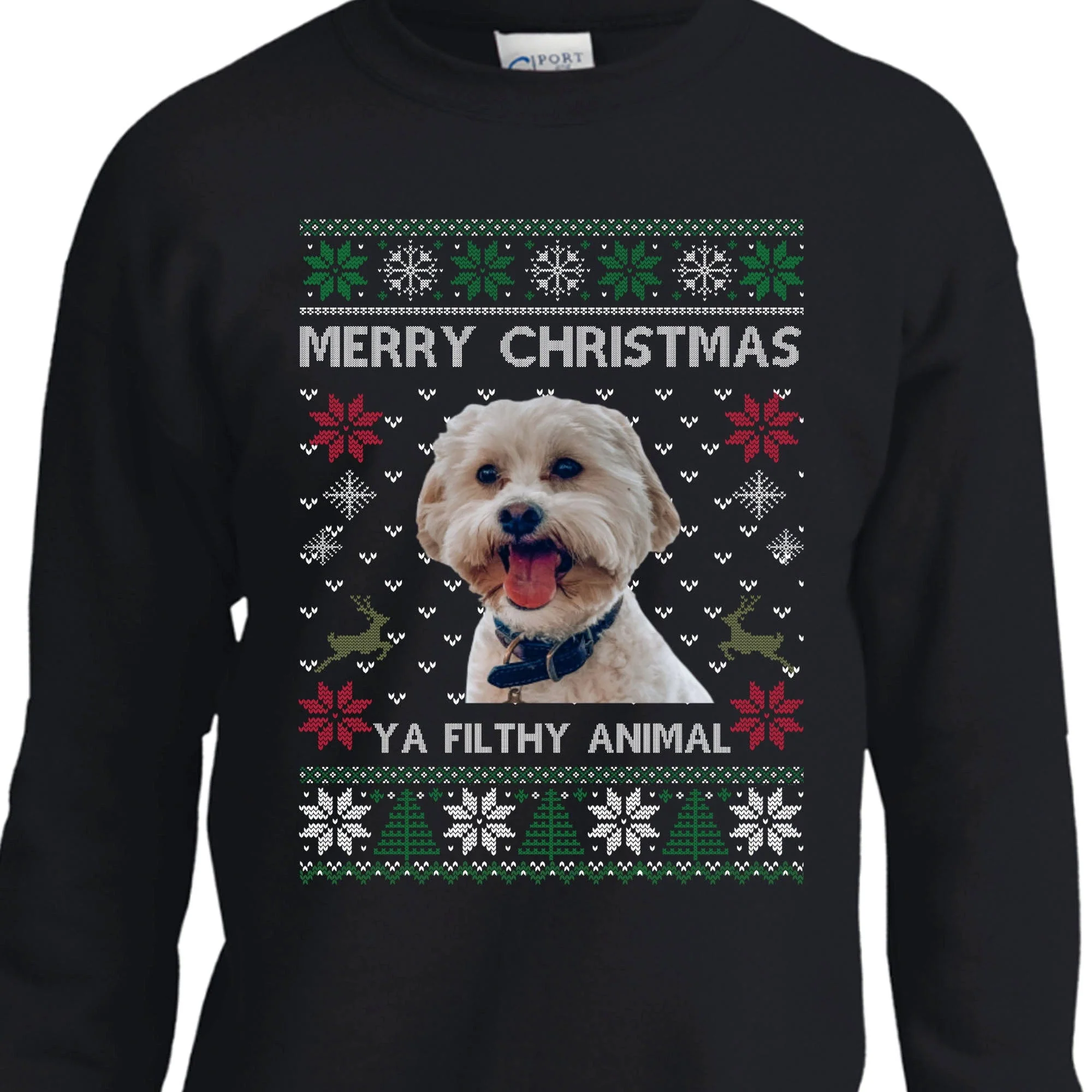 Custom Photo Ugly Christmas Ya Filthy Animal Dog Cat Sweatshirt Kids Size, Dog Lover Sweater Christmas For Kids 891655 - Image 2