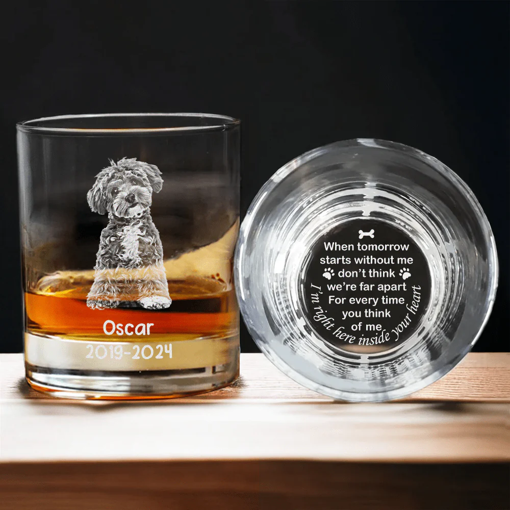 Custom Photo When Tomorrow Starts Without Me Dog Cat Remembrance Rock Glass DM01 891155