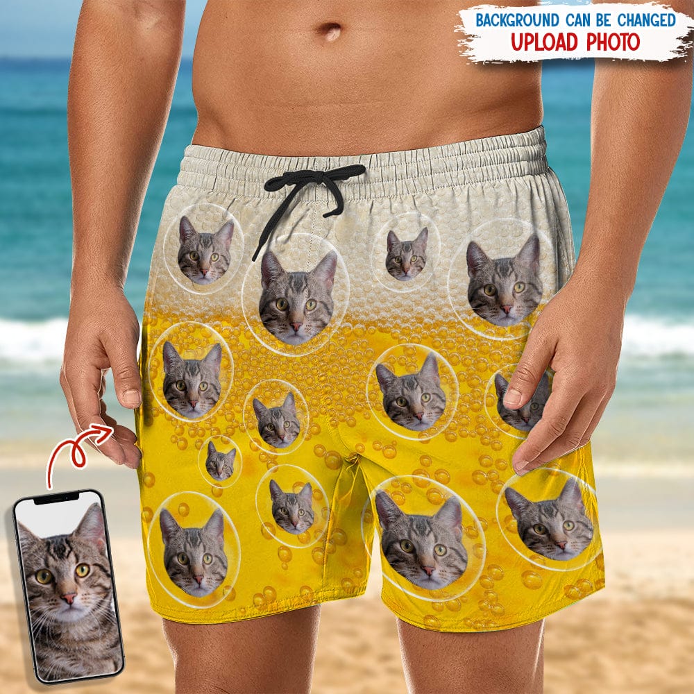 Custom Photo With Beer Bubble For Cat Lover Beach Short TA29 889299