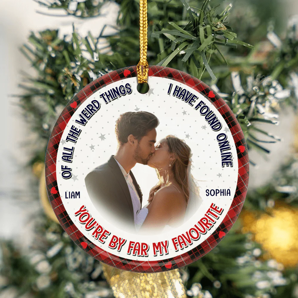 Custom Photo You Are By Far My Favorite Husband Couple Ceramic Ornament For Christmas DM01 891379 - Image 2