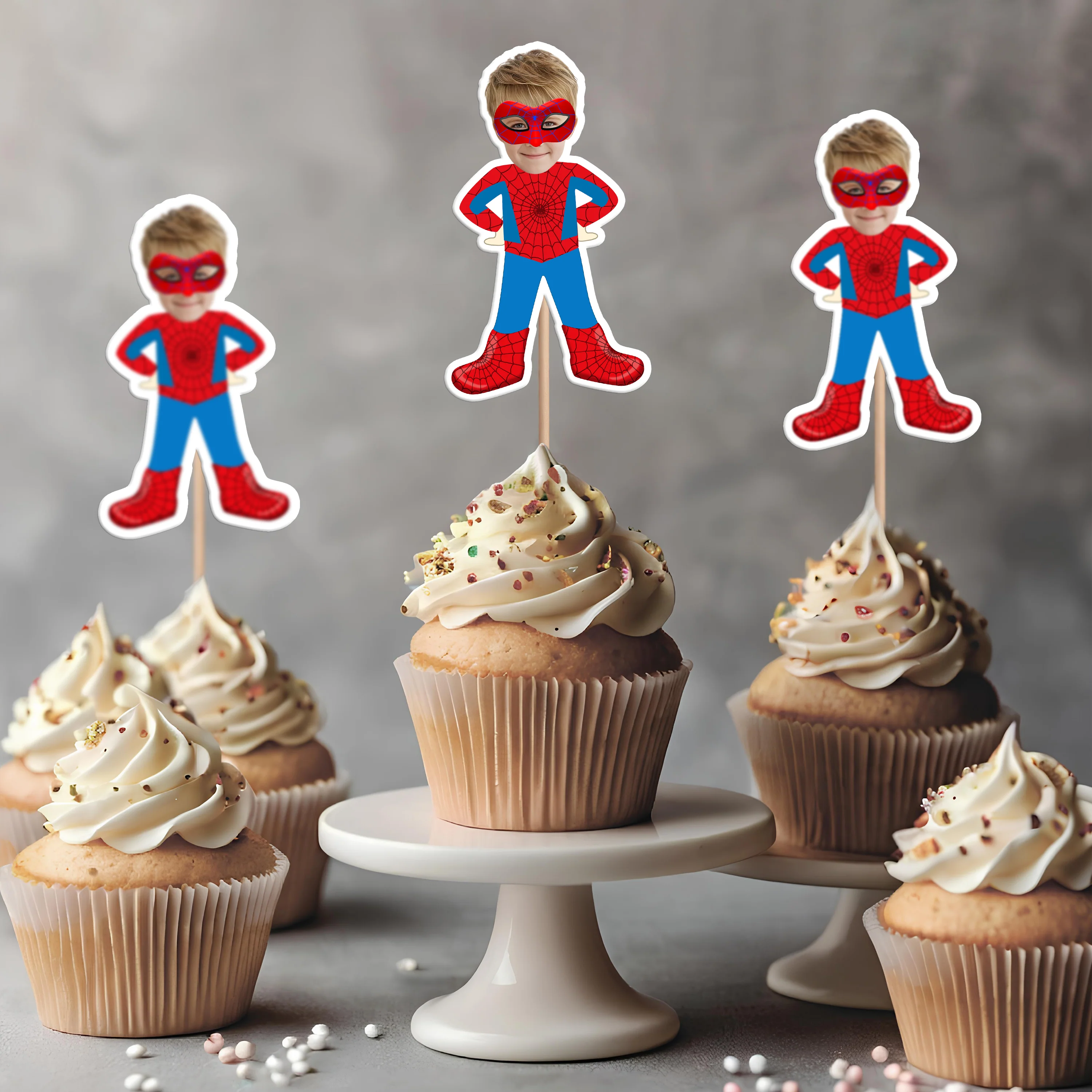Custom Superheroes Photo Cupcake Toppers Peronalized Birthday Gift CH07 895348 - Image 10