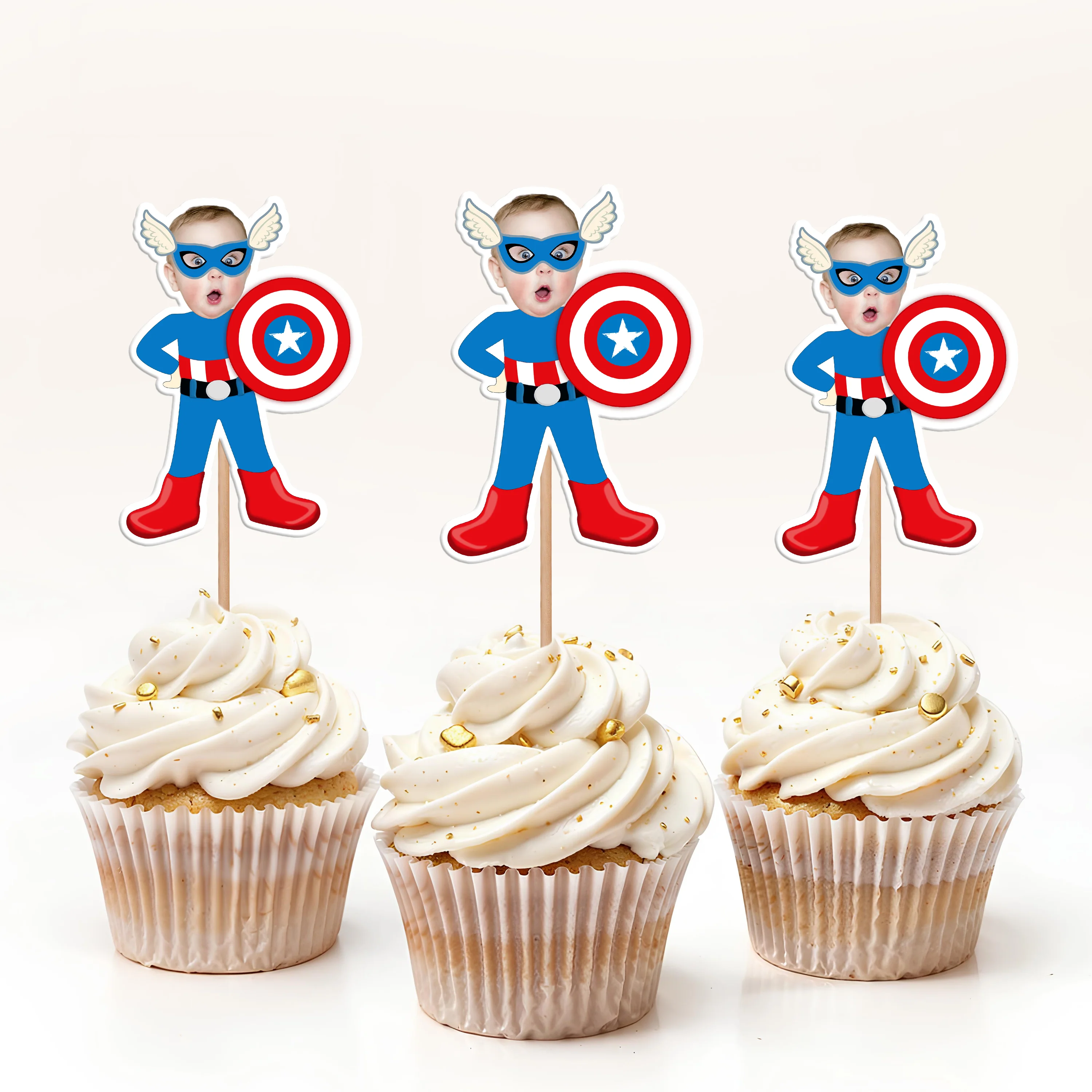 Custom Superheroes Photo Cupcake Toppers Peronalized Birthday Gift CH07 895348 - Image 7