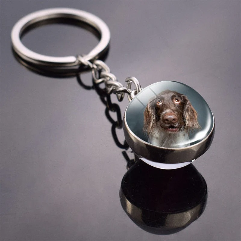 Cute Dog Double Side Glass Ball Keychain - Image 16
