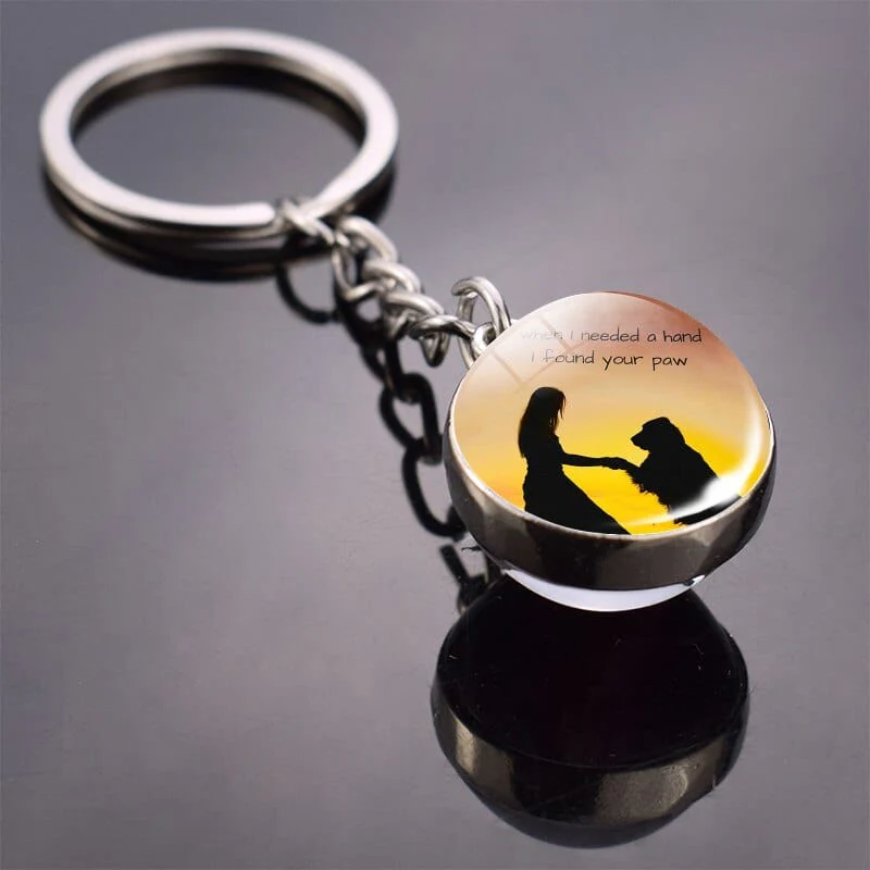 Cute Dog Double Side Glass Ball Keychain - Image 18