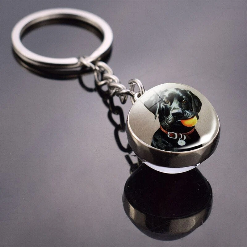 Cute Dog Double Side Glass Ball Keychain - Image 19