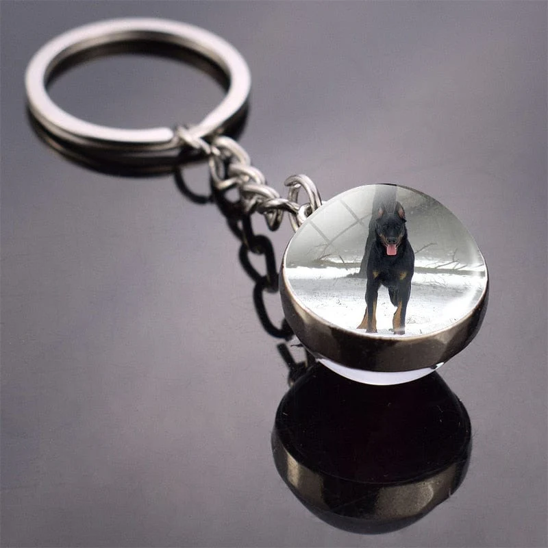 Cute Dog Double Side Glass Ball Keychain - Image 20