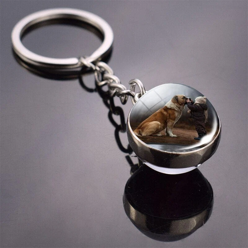 Cute Dog Double Side Glass Ball Keychain - Image 21