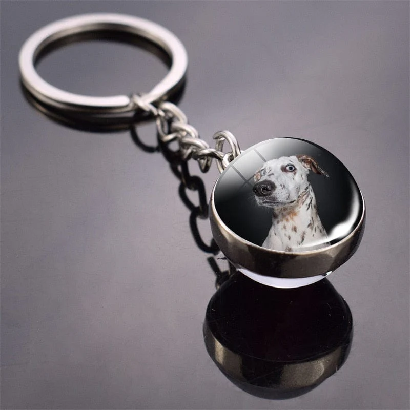 Cute Dog Double Side Glass Ball Keychain - Image 24