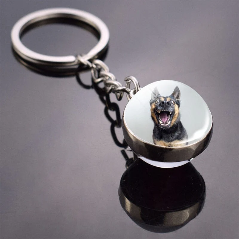 Cute Dog Double Side Glass Ball Keychain - Image 31
