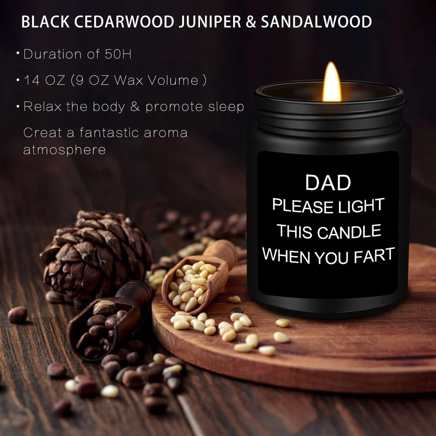 Dad Birthday Gift, Fathers Day Birthday Gifts for Dad, Sandalwood Scented Candle Gifts for Men - Image 2