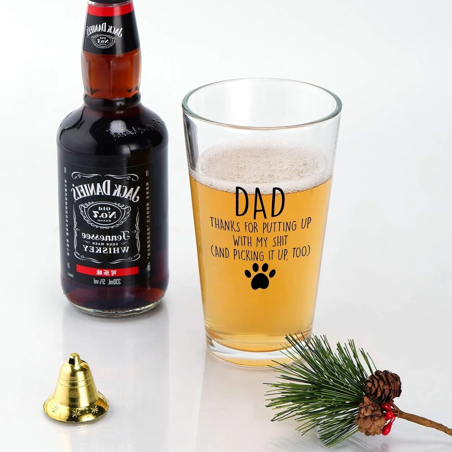 Dad Thanks for Putting up with My, Funny Beer Glass Gifts for Dad Men Husband Him Christmas Father’S Day Birthday from Daughter Son Kids Wife, Novelty Fathers Day Presents, 15Oz Beer Glass