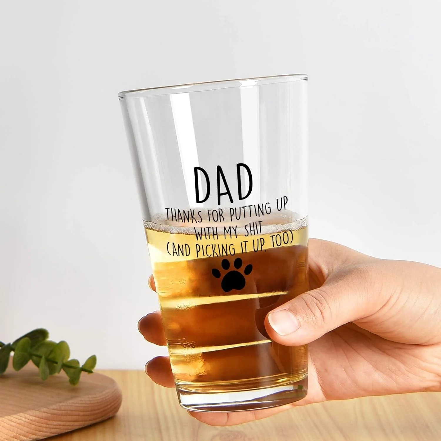 Dad Thanks for Putting up with My, Funny Beer Glass Gifts for Dad Men Husband Him Christmas Father’S Day Birthday from Daughter Son Kids Wife, Novelty Fathers Day Presents, 15Oz Beer Glass - Image 3