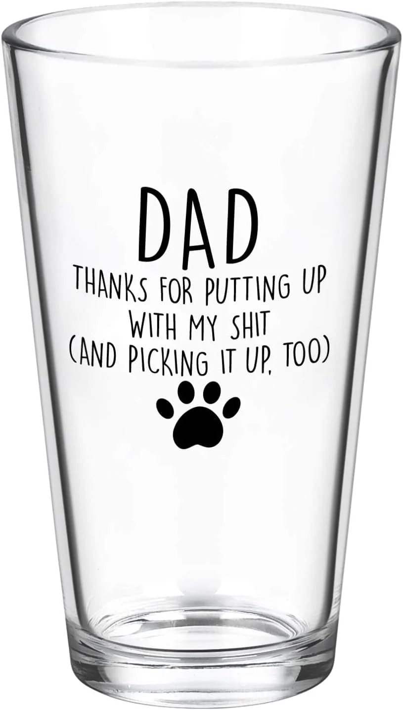Dad Thanks for Putting up with My, Funny Beer Glass Gifts for Dad Men Husband Him Christmas Father’S Day Birthday from Daughter Son Kids Wife, Novelty Fathers Day Presents, 15Oz Beer Glass - Image 6