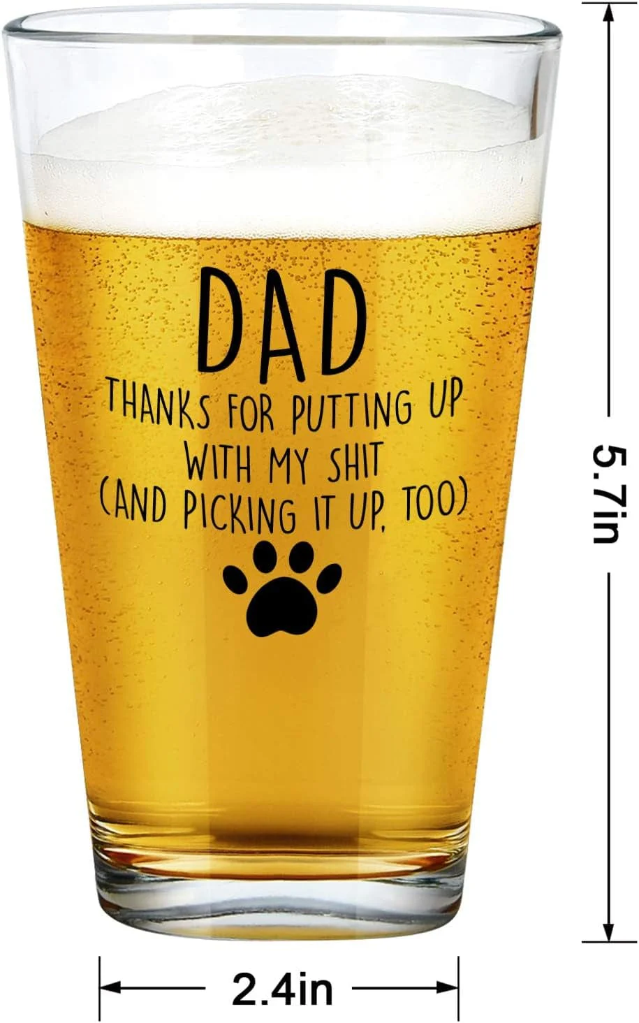Dad Thanks for Putting up with My, Funny Beer Glass Gifts for Dad Men Husband Him Christmas Father’S Day Birthday from Daughter Son Kids Wife, Novelty Fathers Day Presents, 15Oz Beer Glass - Image 7