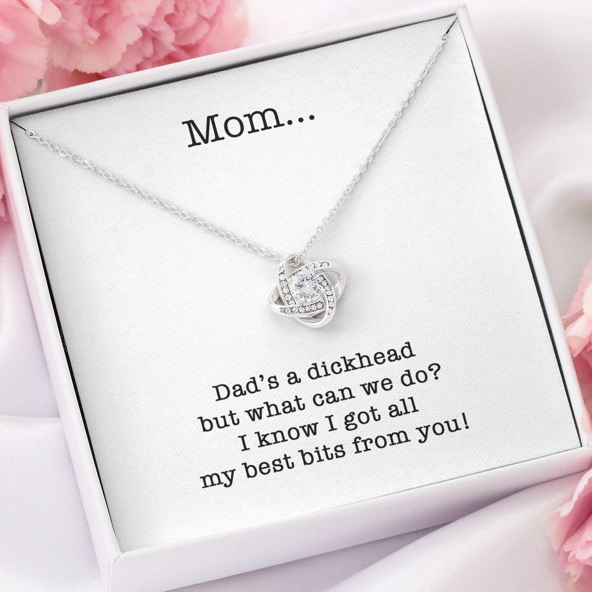 Dad's A Dickhead Personalized Funny Single Mom Message Card Necklace C268 - Image 2