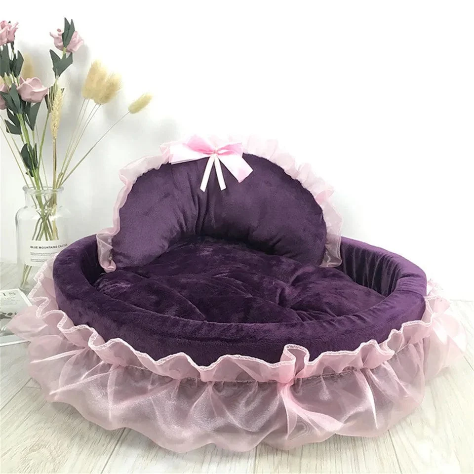 Detachable Oval Pink Princess Pet Bed - Image 2