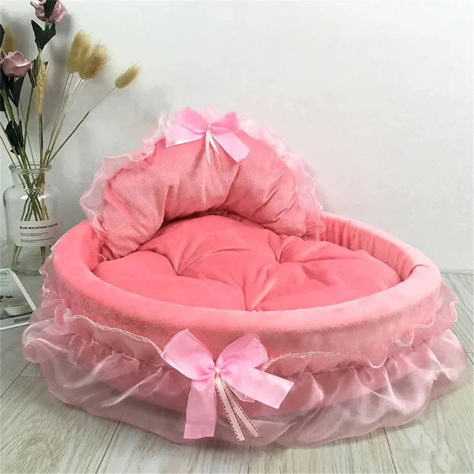 Detachable Oval Pink Princess Pet Bed - Image 3